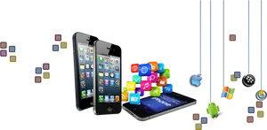 Smartphones Apps Floating Icons PNG image