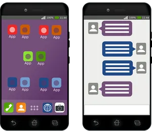 Smartphones_ Displaying_ Apps_and_ Messages PNG image