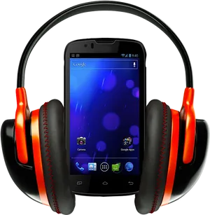Smartphonewith Headphones PNG image