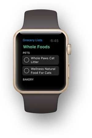 Smartwatch Grocery List Display PNG image