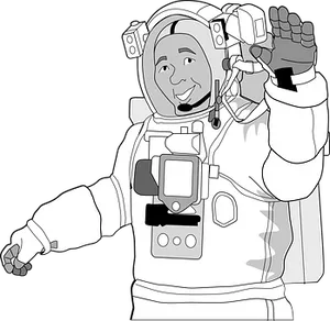 Smiling Astronaut Waving Hand Illustration