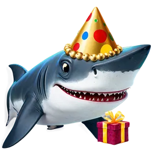 Smiling Birthday Shark Character Png 06292024 PNG image