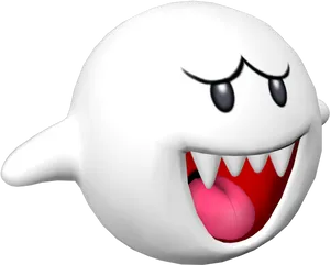Smiling Boo Ghost Character PNG