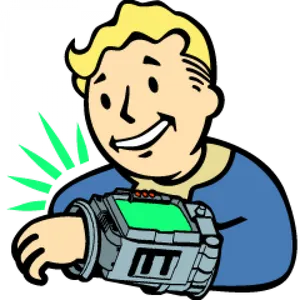 Smiling Boy With Pip Boy Illustration PNG image