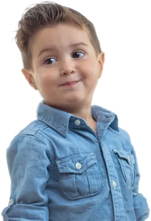 Smiling Boyin Denim Shirt PNG