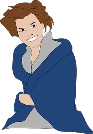 Smiling Cartoon Characterin Blue Robe PNG image