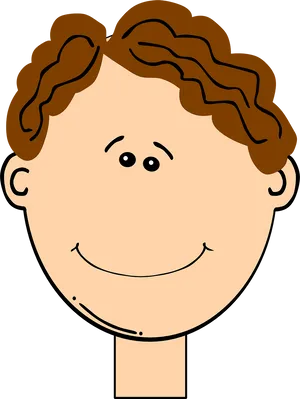 Smiling Cartoon Childwith Brown Hair PNG image
