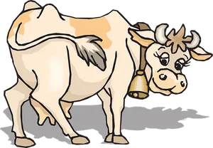 Smiling Cartoon Cowwith Bell PNG image