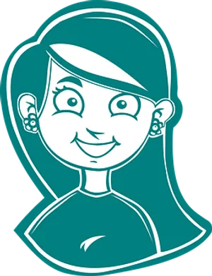 Smiling Cartoon Girl Outline