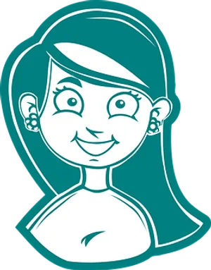 Smiling Cartoon Girl Outline