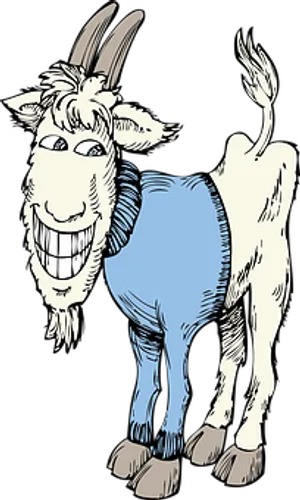 Smiling Cartoon Goat Illustration PNG image