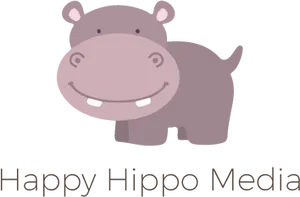 Smiling Cartoon Hippo Logo PNG image