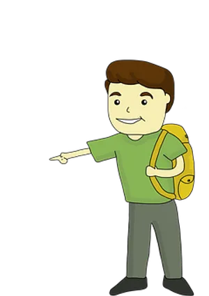 Smiling Cartoon Man With Backpack