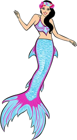 Smiling Cartoon Mermaid Illustration PNG image
