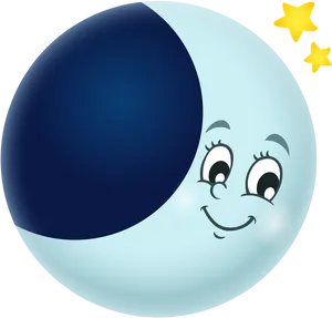 Smiling Cartoon Moonand Stars