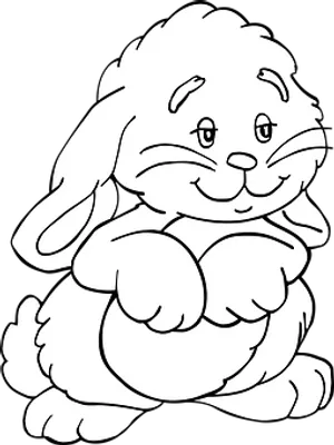 Smiling Cartoon Rabbit Line Art