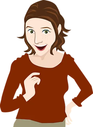 Smiling Cartoon Woman Illustration PNG image