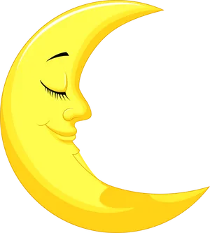Smiling Crescent Moon Cartoon PNG image