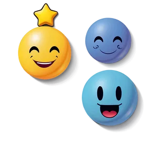 Smiling Emoji With Stars PNG Bal PNG