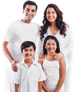 Smiling Family White Outfits PNG image