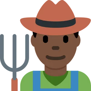 Smiling Farmer Emojiwith Hatand Pitchfork PNG image