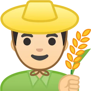 Smiling Farmer Emojiwith Wheat PNG image