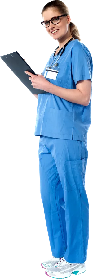 Smiling Female Doctorwith Clipboard