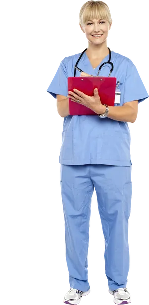 Smiling Female Doctorwith Clipboard PNG image