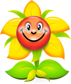 Smiling Flower Cartoon Character