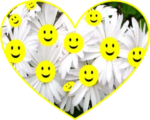 Smiling Flowersin Heart Shape PNG image