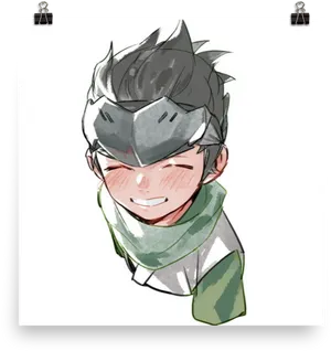 Smiling Genji Fanart PNG image