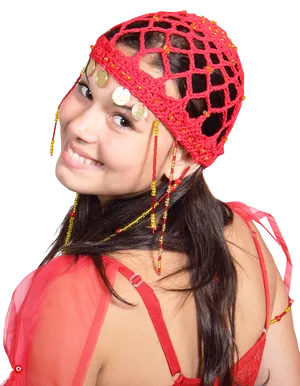 Smiling Girlin Traditional Headpiece