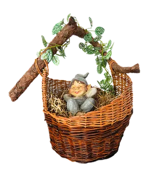 Smiling Gnomein Basket PNG image
