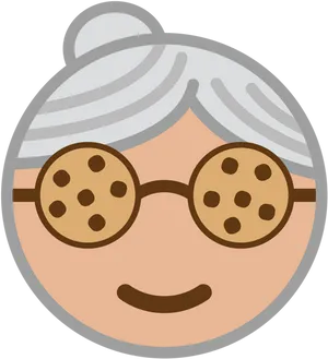 Smiling Grandma Cartoon Icon PNG image