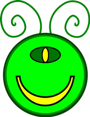 Smiling Green Alien Face PNG image