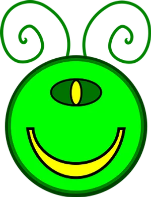 Smiling Green Alien Face
