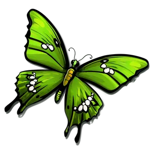 Smiling Green Butterfly Cartoon PNG Qru PNG