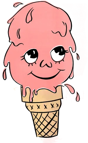 Smiling Ice Cream Cone Clipart PNG image
