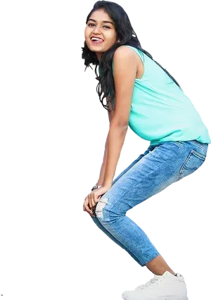 Smiling Indian Girlin Casuals PNG