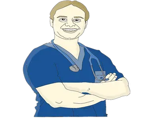 Smiling Male Nurse Cartoon PNG image