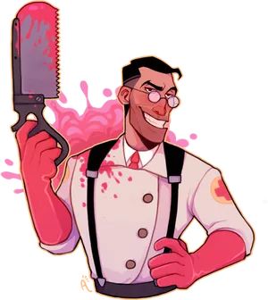 Smiling Man With Bloody Knife PNG image