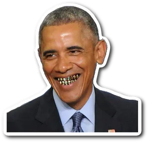 Smiling Man With Edited Teeth Sticker PNG image