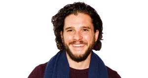 Smiling Manwith Curly Hairand Scarf