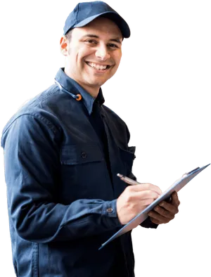 Smiling Mechanic Clipboard PNG image
