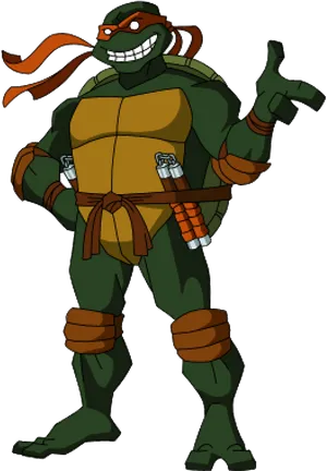 Smiling Ninja Turtle Character Art PNG