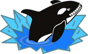 Smiling Orca Cartoon Clipart PNG image