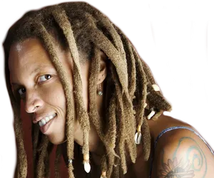 Smiling Personwith Dreadlocksand Tattoo PNG image