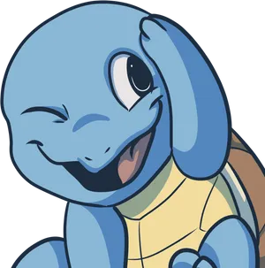 Smiling Squirtle Cartoon Artwork PNG image