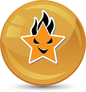 Smiling Star Emoticon Badge PNG image