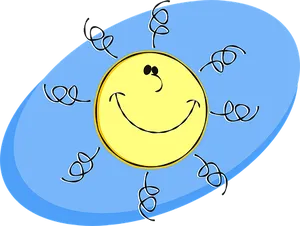 Smiling Sun Cartoon Illustration PNG image